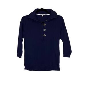 Vintage Peter Millar Women's Medium Long Sleeve Shirt Cotton Blue Polo Henley